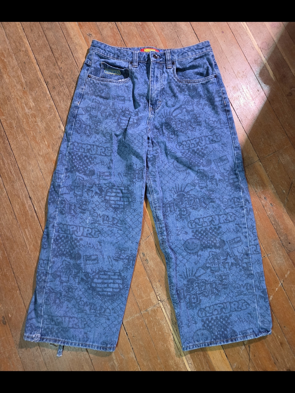 Empyre Wide Leg Printed Jeans - Size 30 - Picture 3 of 6